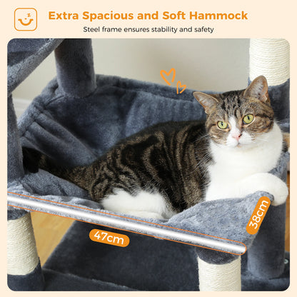 Large Cat Tree Tower with Scratching Posts Hammock and Condos