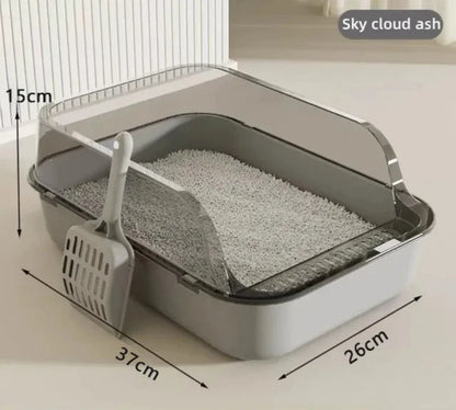Semi-Enclosed Cat Litter Box Splash-Proof Tray