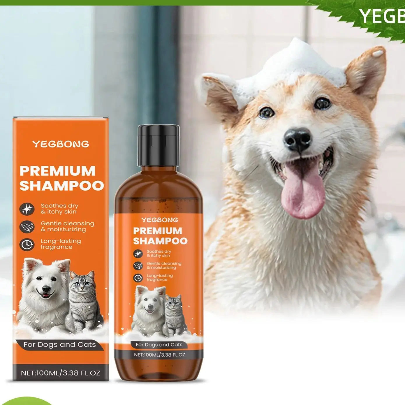 Natural Pet Shampoo for Dogs & Cats Flea & Odor Control