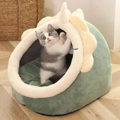 Foldable Cartoon Cat Bed Deep Sleep Pet Sleeping Cave