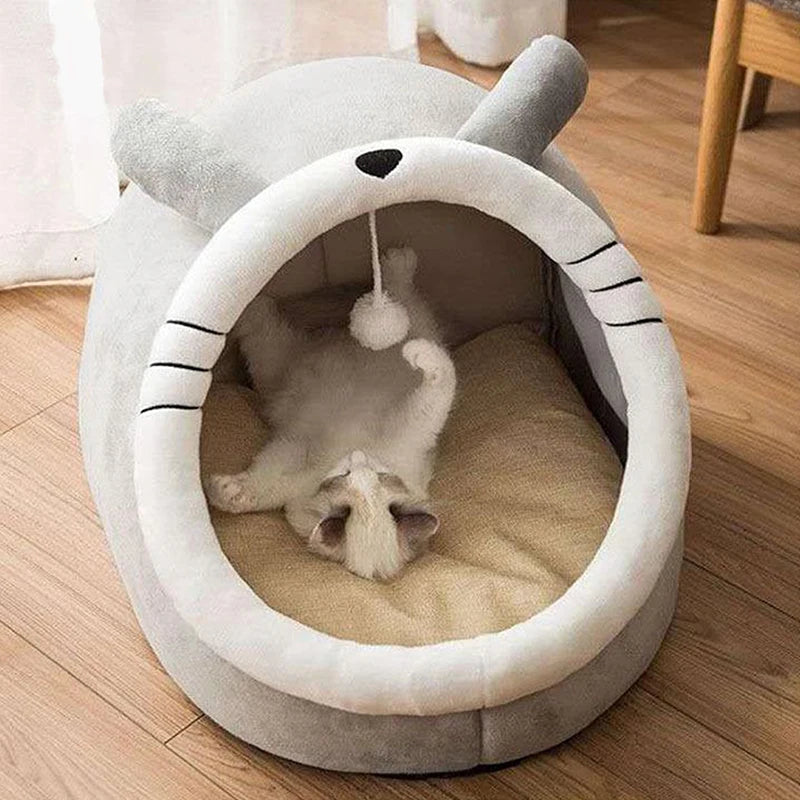 Foldable Cartoon Cat Bed Deep Sleep Pet Sleeping Cave