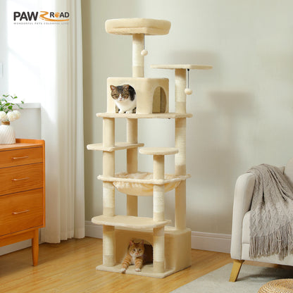 Large Cat Tree Tower with Scratching Posts Hammock and Condos
