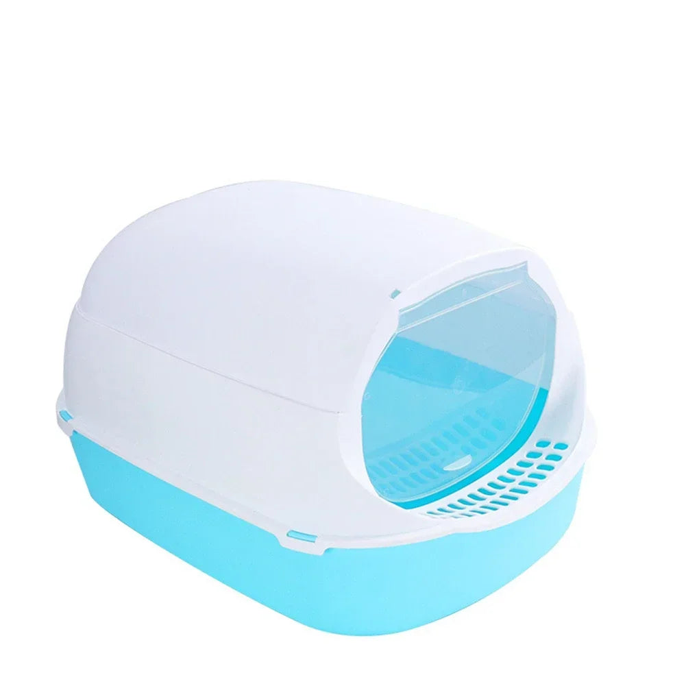 Semi-Enclosed Cat Litter Box Splash-Proof Tray