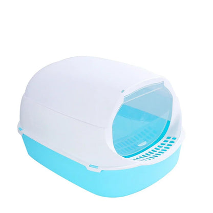 Semi-Enclosed Cat Litter Box Splash-Proof Tray