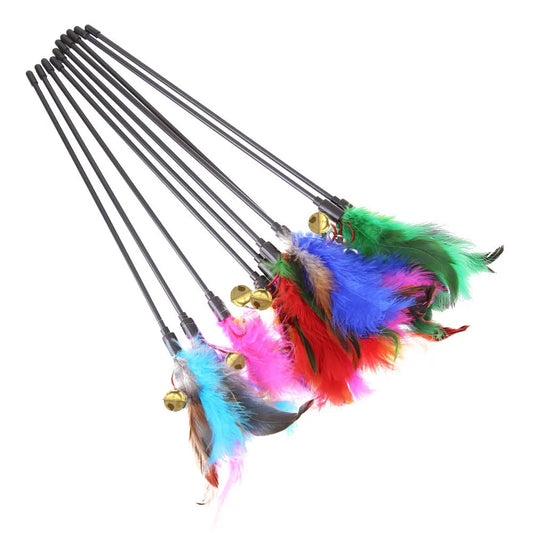 5pcs/set Colorful Feather Cat Wand Interactive Bell Teaser Toy Set