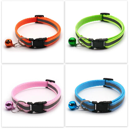 Reflective Adjustable Cat & Small Dog Collar Set with Bells (2pcs)