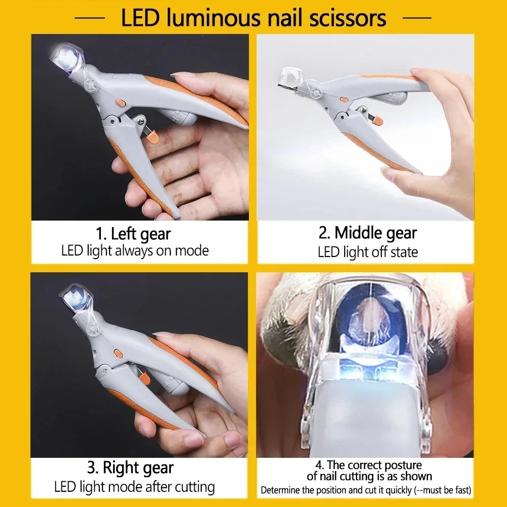 LED Light Pet Nail Clipper Scissors for Dogs & Cats