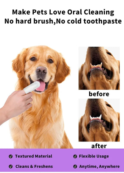 Disposable Finger Toothbrush Wipes for Dog & Cat Oral Cleaning
