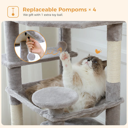 Large Cat Tree Tower with Scratching Posts Hammock and Condos