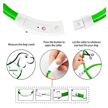 USB Rechargeable LED Dog Collar Night Safety