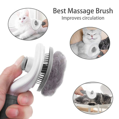 Self-Cleaning Pet Grooming Brush for Dogs & Cats