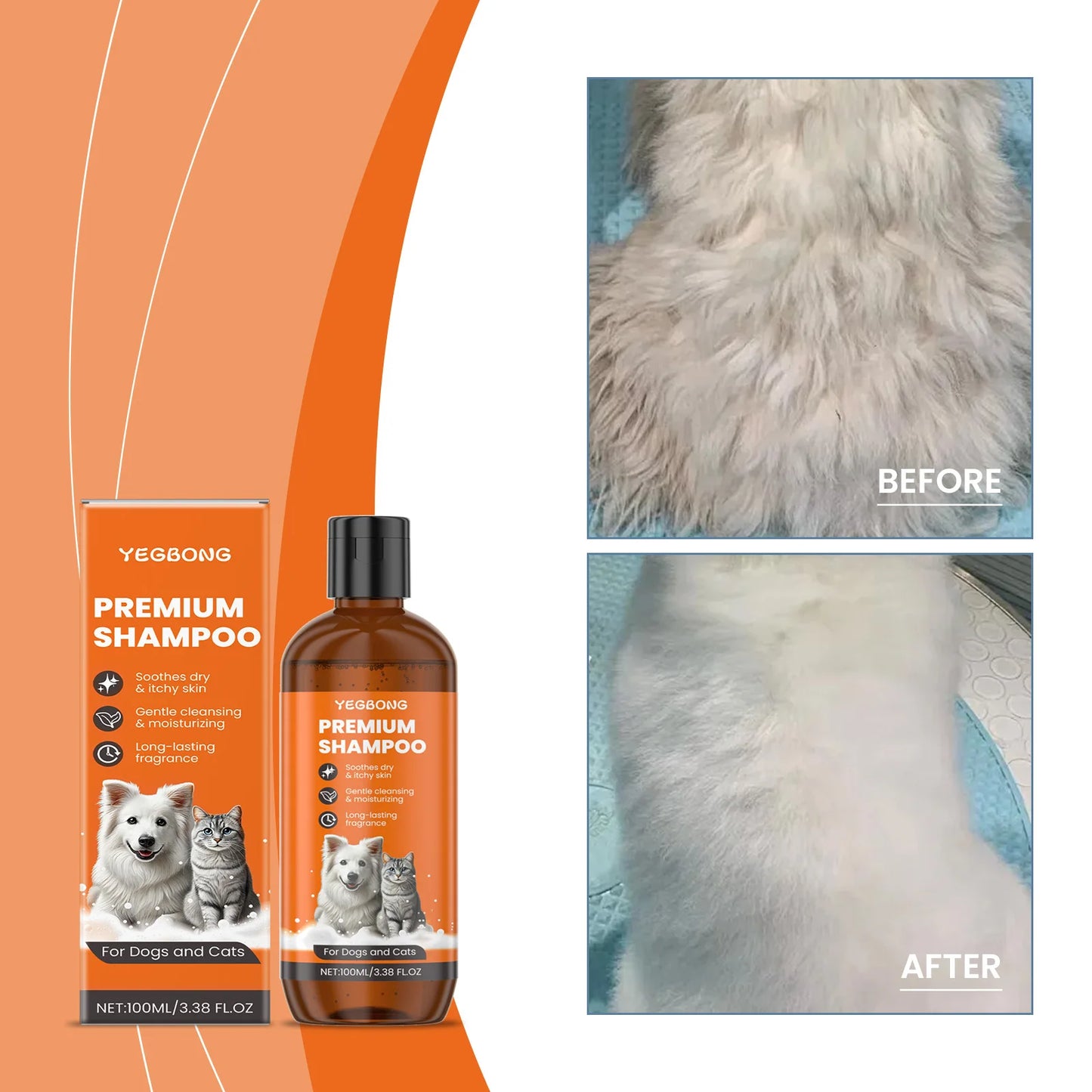 Natural Pet Shampoo for Dogs & Cats Flea & Odor Control