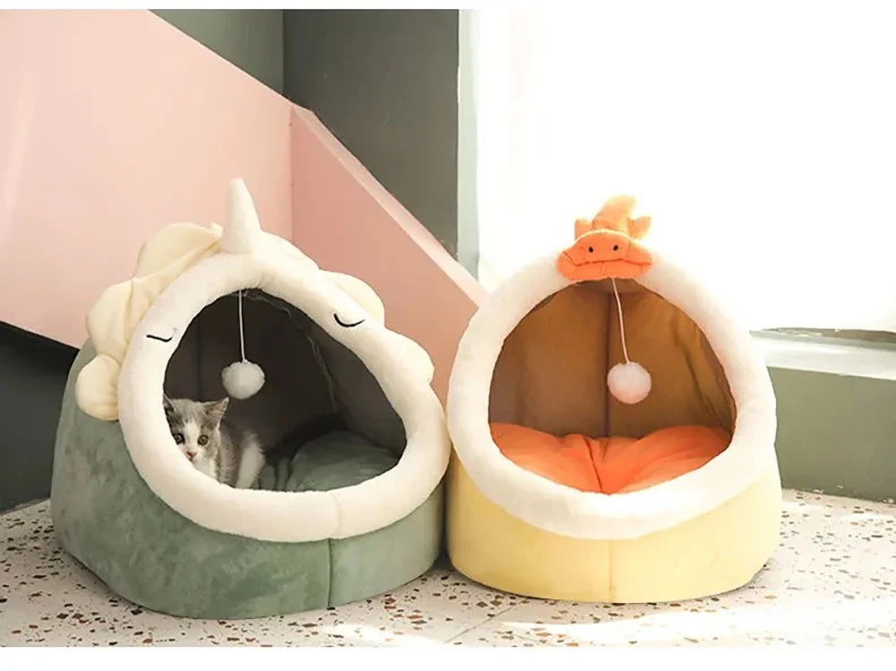 Foldable Cartoon Cat Bed Deep Sleep Pet Sleeping Cave