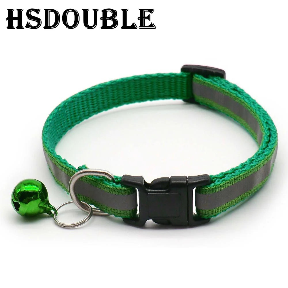 Reflective Adjustable Cat & Small Dog Collar Set with Bells (2pcs)