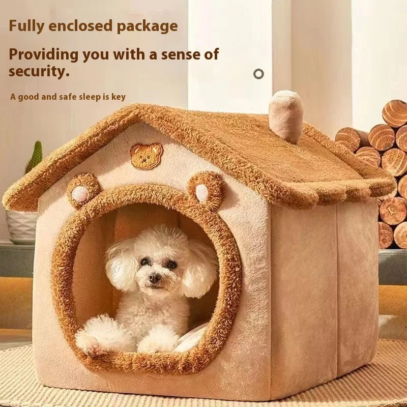 All-Season Dog House Style Bed Removable Washable