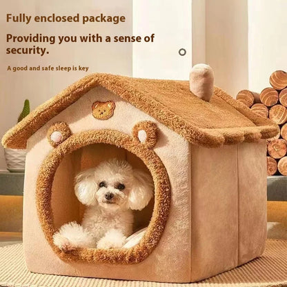 All-Season Dog House Style Bed Removable Washable
