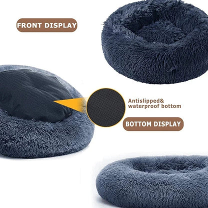 Round Plush Pet Bed 40–90cm for Dogs & Cats