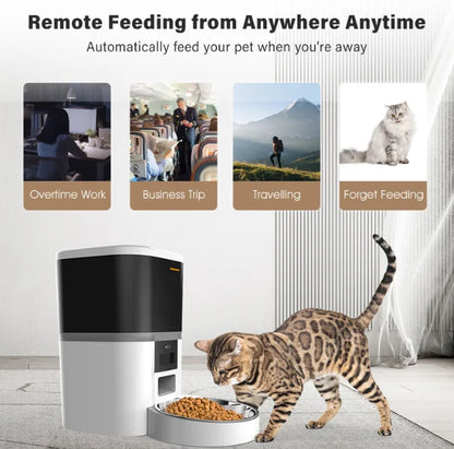 4L Large Capacity WiFi Automatic Cat & Dog Feeder Smart Timing Double Bowl