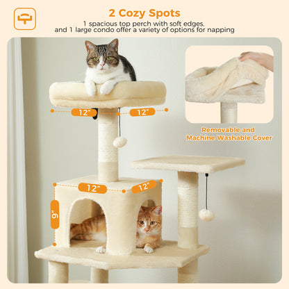 Large Cat Tree Tower with Scratching Posts Hammock and Condos