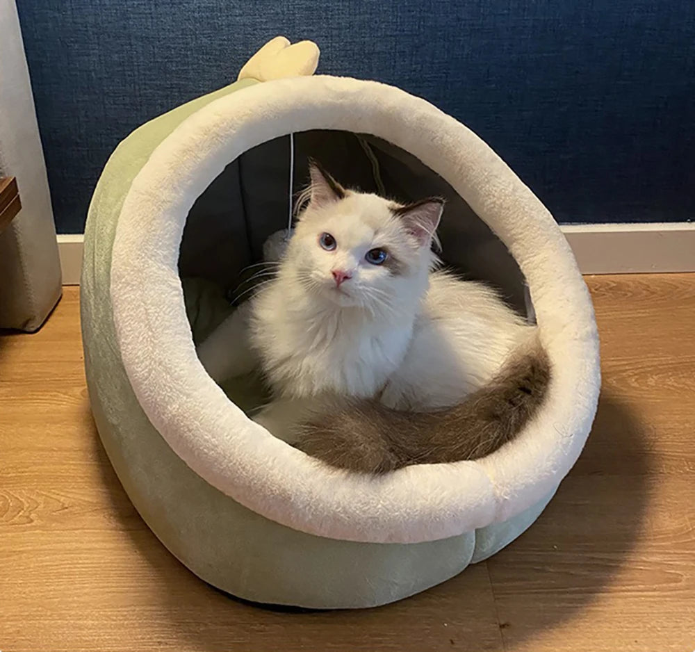 Foldable Cartoon Cat Bed Deep Sleep Pet Sleeping Cave