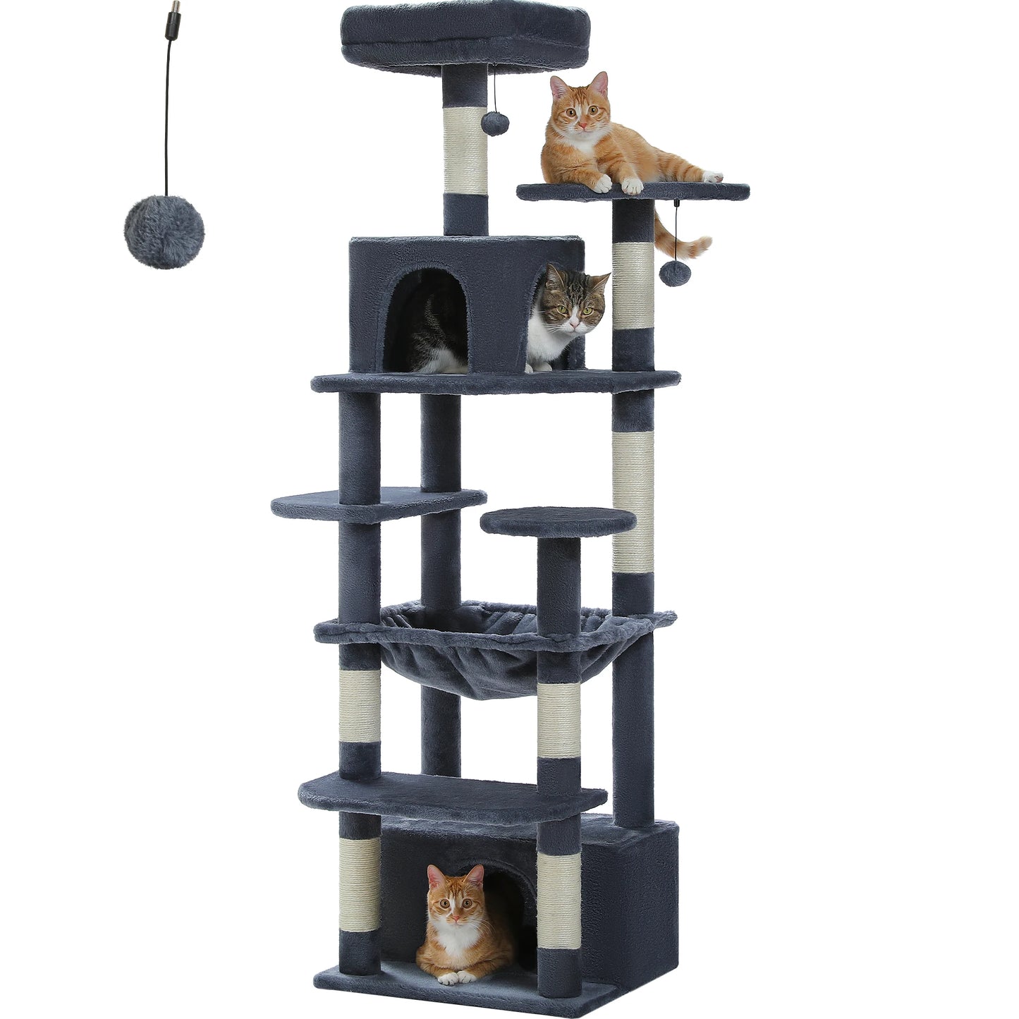 Large Cat Tree Tower with Scratching Posts Hammock and Condos