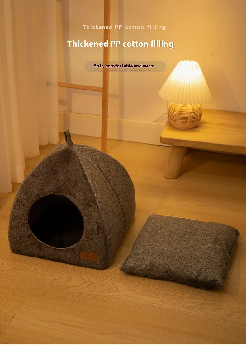 Triangle Closed Cat House Warm Sleeping Pet Nest