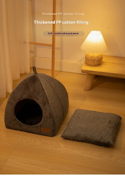 Triangle Closed Cat House Warm Sleeping Pet Nest