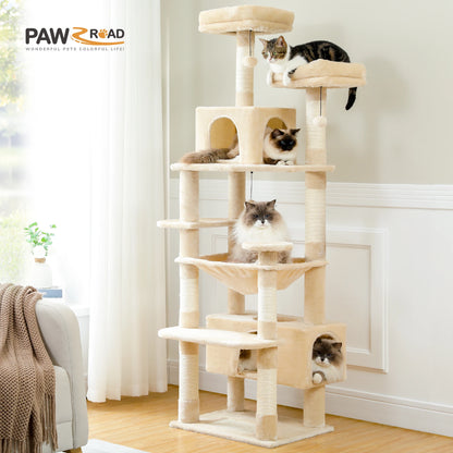 Large Cat Tree Tower with Scratching Posts Hammock and Condos