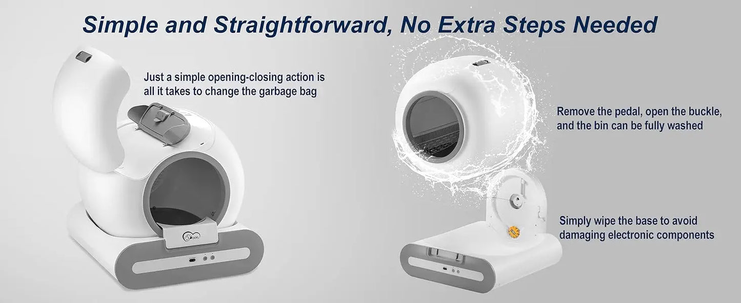 DOEL 65L Smart Self-Cleaning Cat Litter Box with App Control