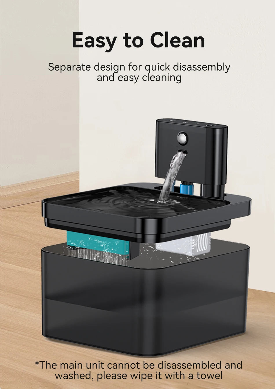 ROJECO Wireless Automatic Cat Water Fountain