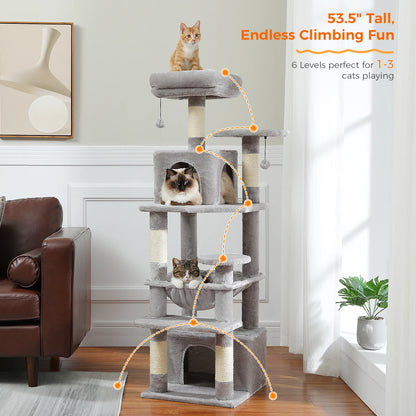 Large Cat Tree Tower with Scratching Posts Hammock and Condos