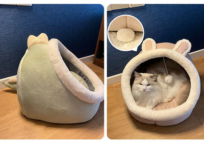 Foldable Cartoon Cat Bed Deep Sleep Pet Sleeping Cave