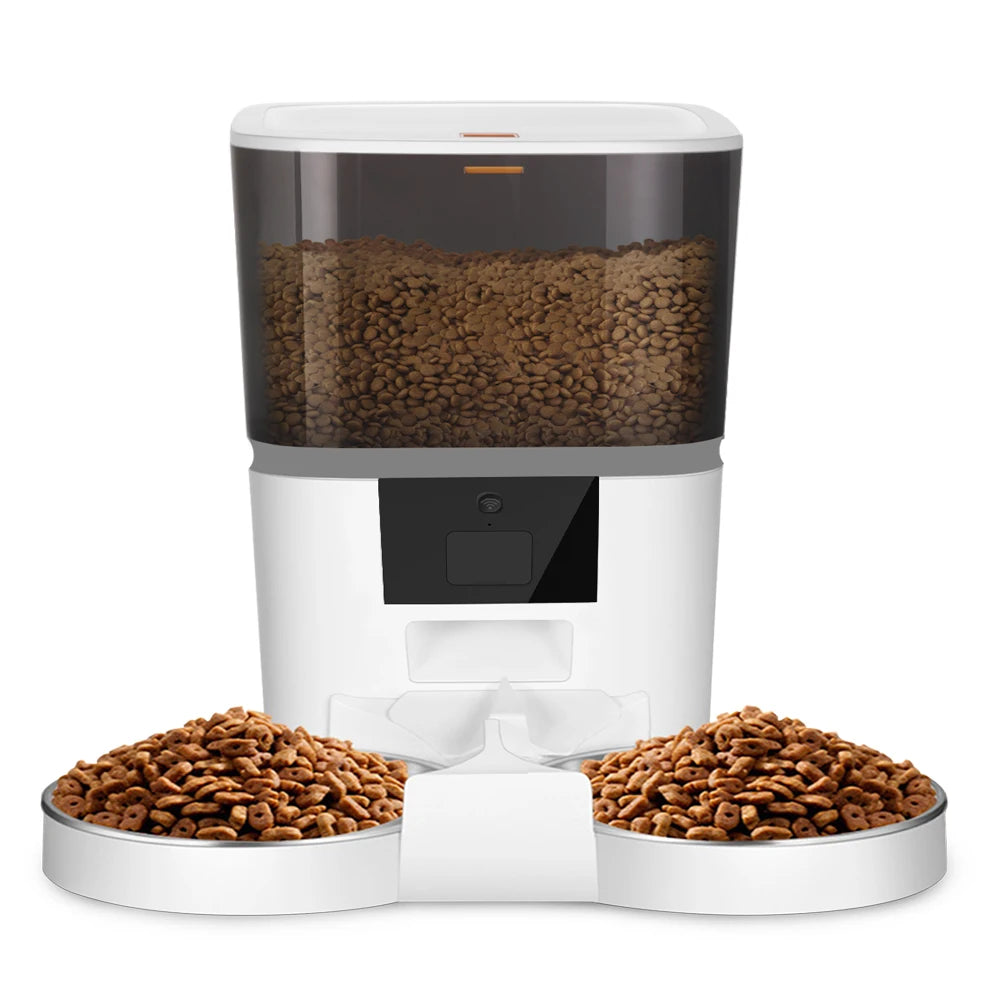 4L Large Capacity WiFi Automatic Cat & Dog Feeder Smart Timing Double Bowl