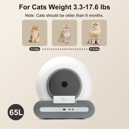 DOEL 65L Smart Self-Cleaning Cat Litter Box with App Control