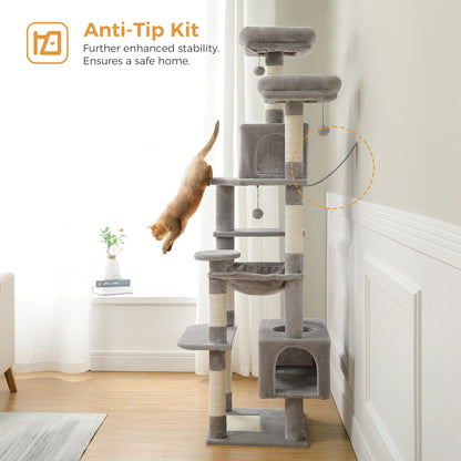 Large Cat Tree Tower with Scratching Posts Hammock and Condos
