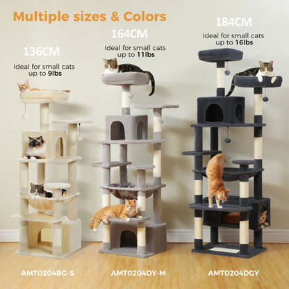 Large Cat Tree Tower with Scratching Posts Hammock and Condos