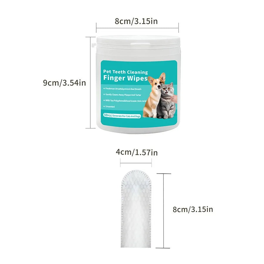 Disposable Finger Toothbrush Wipes for Dog & Cat Oral Cleaning