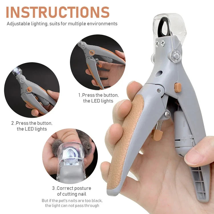LED Light Pet Nail Clipper Scissors for Dogs & Cats